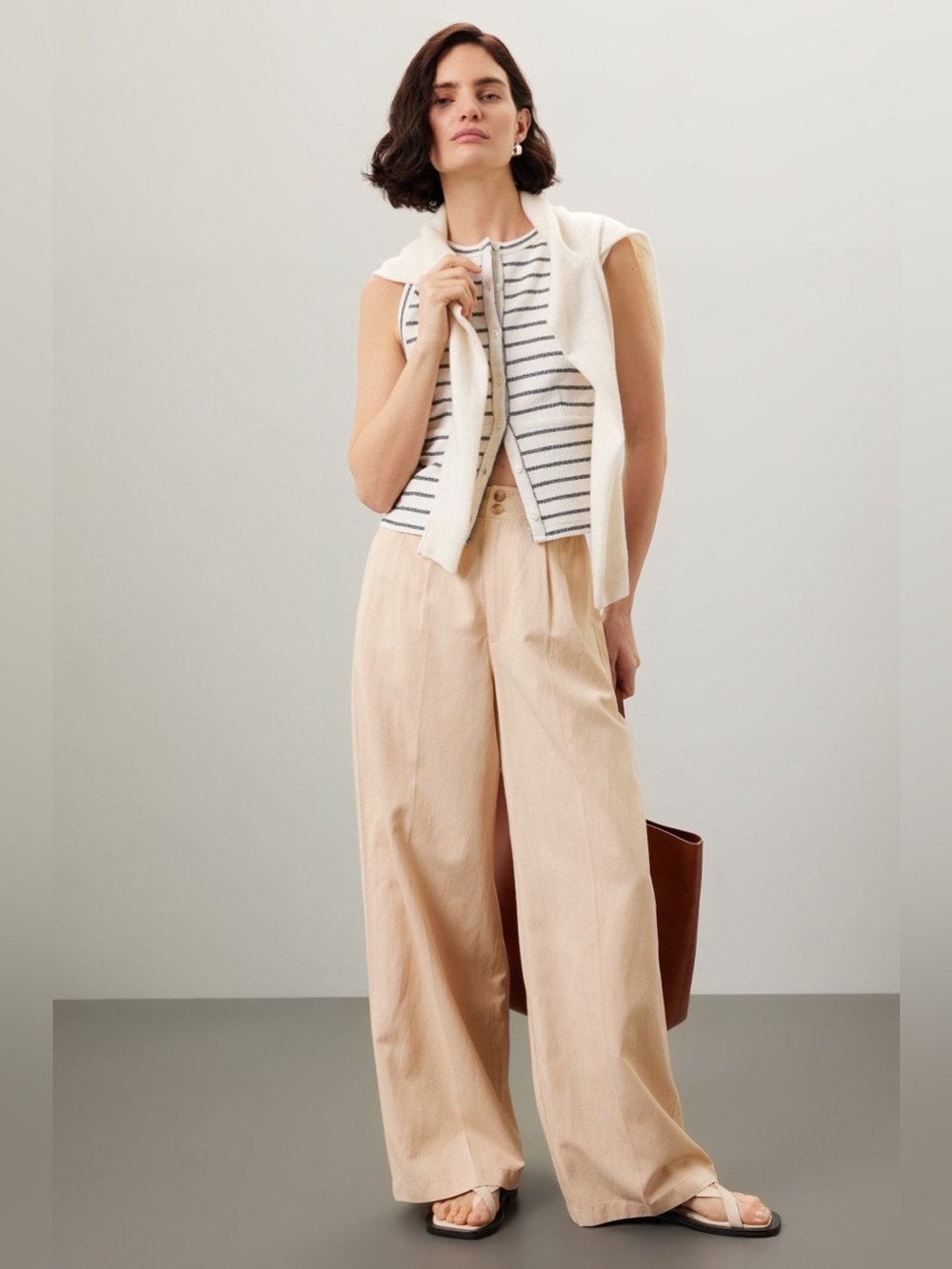 Madewell Harlow Wide-Leg Pant sz 2 high rise old money light tan trouser